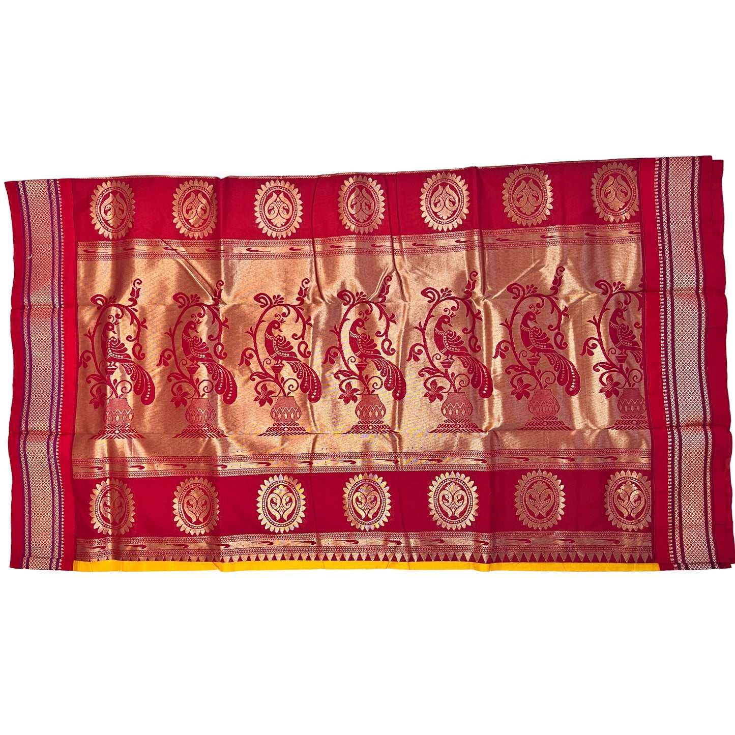 Yellow_and_Red_Semi_Silk_Paithani_Saree_pallu
