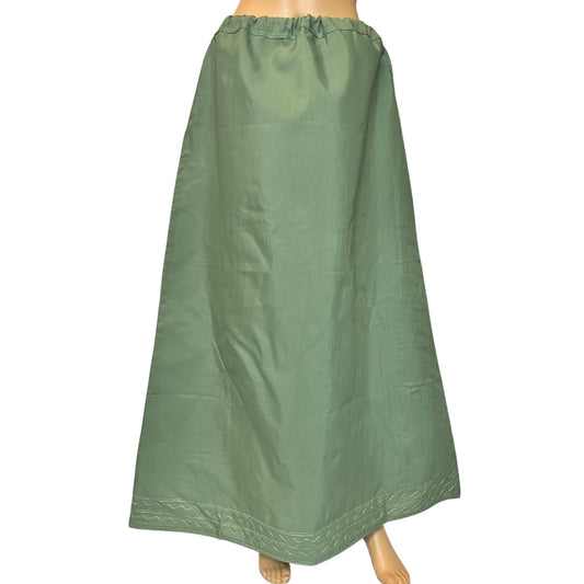 Yellowish Green Color Petticoat/Inner Skirts/Saya for Saree, Cotton Stitched Adjustable Waist Saree Underskirt, Lining Skirt, Comfortable to wear , Readymade Petticoat