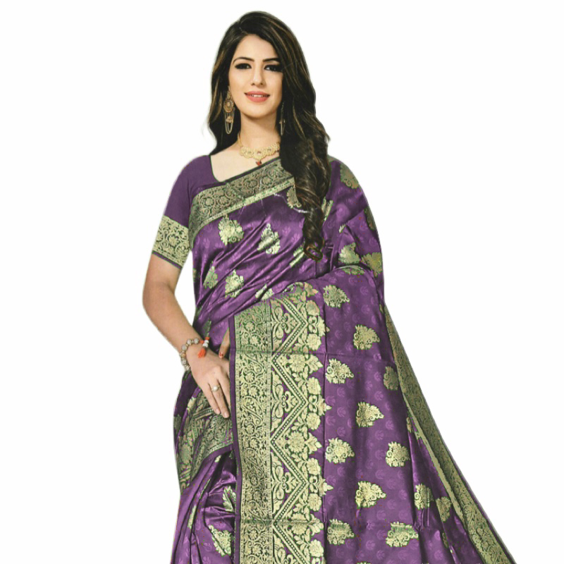 Dark Purple Jacquard Banarasi Silk Saree