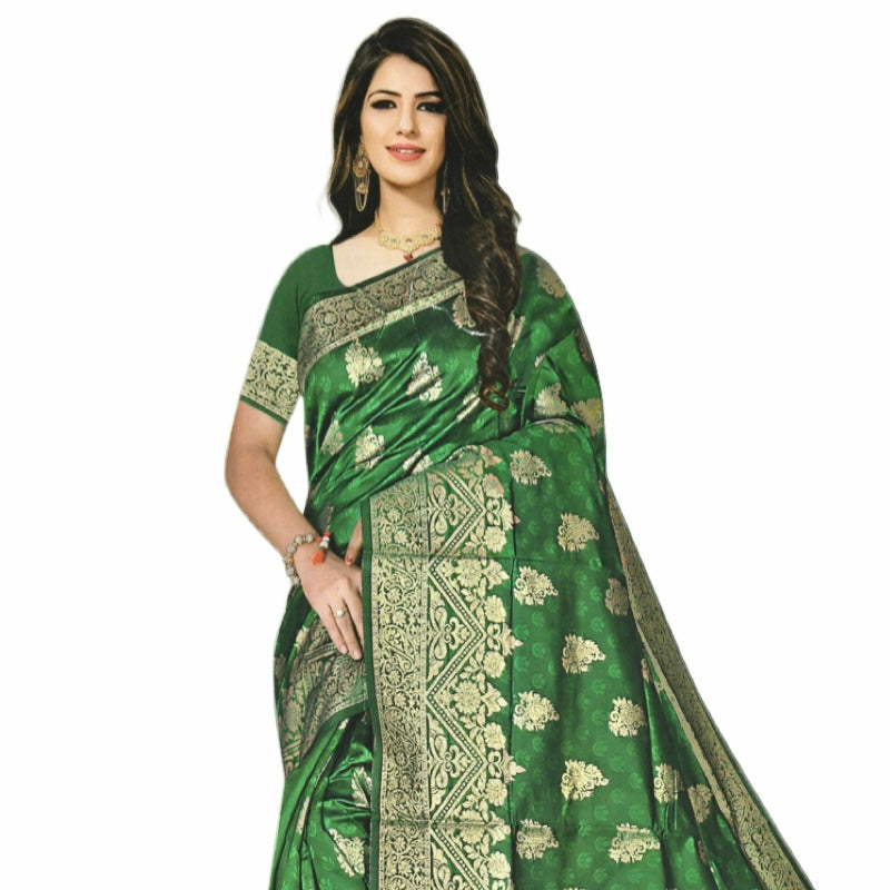 jacquard-green-banarasi-silk-poster