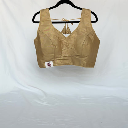 Gold Tissue Silk Saree Blouse, Ready to Wear Golden Blouse, Padded V Neck Blouse, Indian Saree Blouse, Festive Wedding Blouse , Crop top