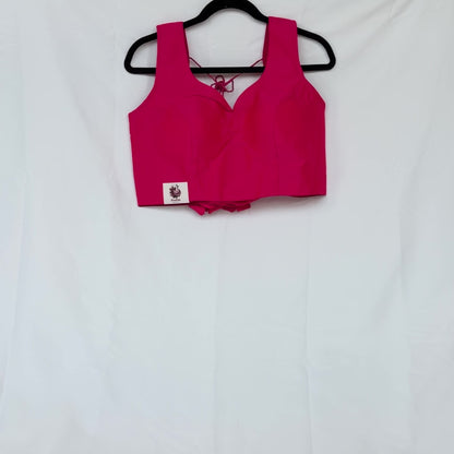 Deep Rani Pink Saree Blouse Ready to Wear, Taffeta Sleeveless Blouse, Indian Padded Blouse 38-42, Paithani Nauvari Blouse, Sleeves Included