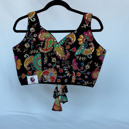Black Multicolor Embroidered Blouse, Designer Indian Blouse, Ready to Wear Thread Work Blouse, Wedding Blouse, Party blouse, paisley thread