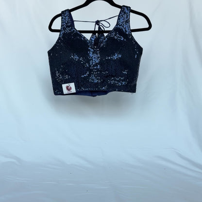 Blue Sequin Saree Blouse, Readymade Sleeveless Blouse, Padded Party Wear Blouse, Sparkly Indian Blouse, Wedding Blouse, Crop top