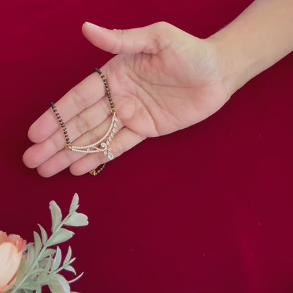 Rose Gold AD Mangalsutra with Earrings | Elegant Diamond Look Mangalsutra | Minimalist Daily Wear Mangalsutra | Modern Indian Mangalsutra |