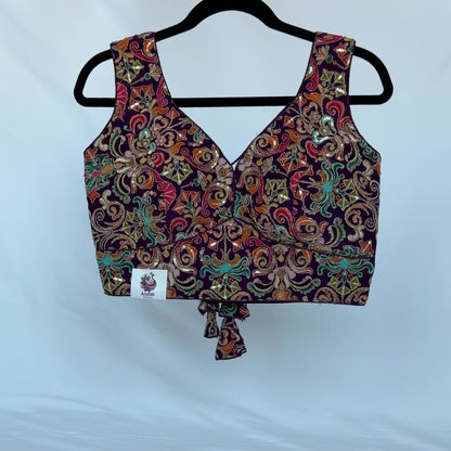 Designer Wine Purple Multicolor Embroidery Blouse, Ready to Wear Saree Blouse, Deep Back Neck Blouse, Wedding Festive Indian Blouse